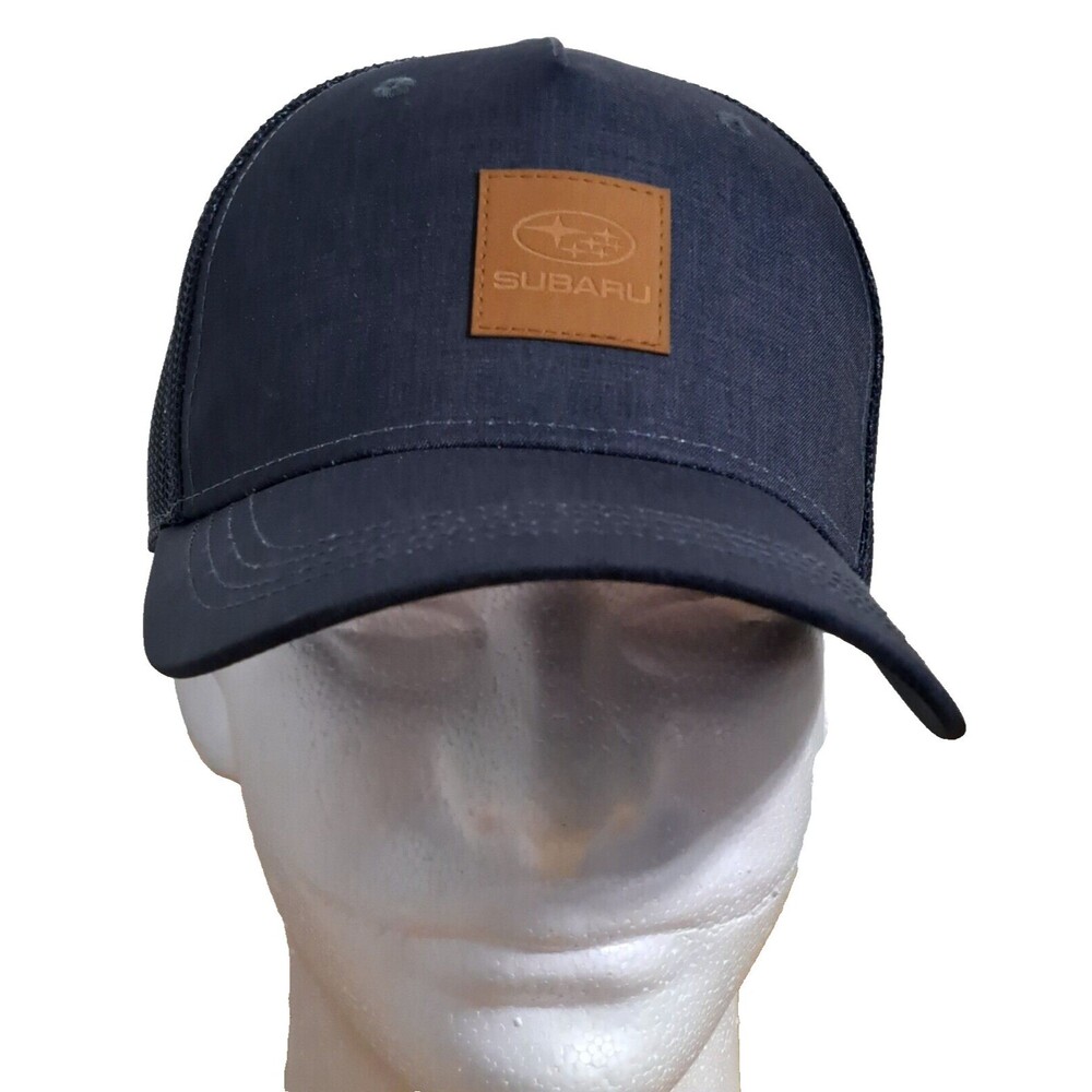 SUBARU Flex Fit Hat Baseball leather patch VINTAGE AUTHENTIC Mesh trucker cap